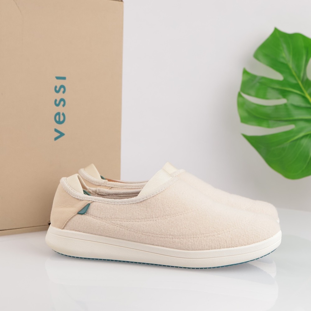 Vessi Womens Sunday Slipper Shoe Size 10 Waterproof Beige Slip On Comfort Loafer